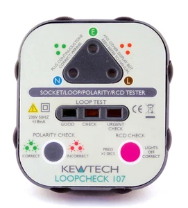 Kewtech Loopcheck107 Mains Socket Tester with Loop Check, Mains Polarity & RCD - Picture 1 of 1