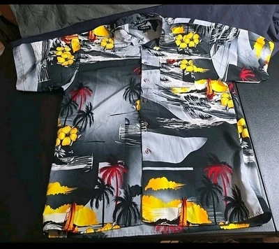 Koman 短袖夏威夷 Aloha 纽扣衬衫多色男式 L — 第 1/4 张图片