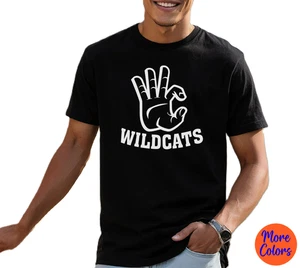 WILDCATS WC HAND SIGN T-SHIRT, Popular School Colors, Gildan Youth & Adult sizes - Picture 1 of 23