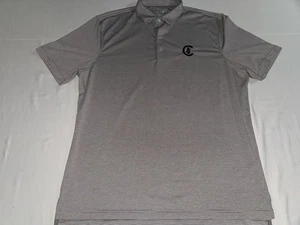 Johnnie O/Chicago Cubs Herren XL Polo Performance grau gestreift Golf Bär Logo neu ohne Etikett - Bild 1 von 4