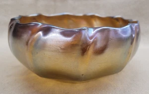 Antique Tiffany Favrile Ribbed Art Glass Bowl - Signed LCT - Tiffany Studios - Picture 1 of 17