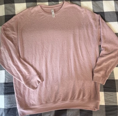 Alo Yoga Women's Sweatshirt Inside Out Crewneck Light Weight LG - Rose Pink - Image 1 of 4