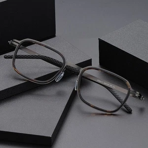 Monturas de gafas de lectura cuadradas de titanio para hombre con borde completo y marcos de gafas clásicas - Imagen 1 de 22
