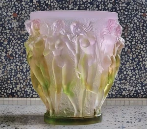 Xl Lalique Style Crystal Vase Multi Color Ombere H10” Heavy 12lb Limited E - Picture 1 of 10