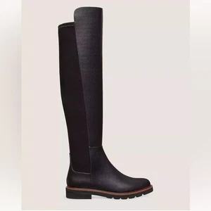 New Stuart Weitzman Adrina City Boot Over The Knee 5050 Black Leather Sz 7.5 - Picture 1 of 14