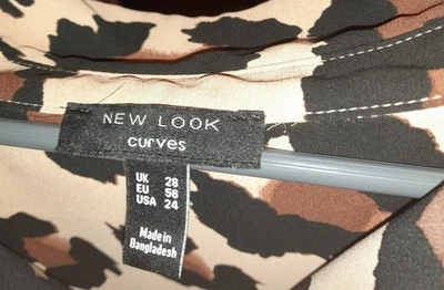 New Look Curves Leopard Print Shirt Blouse. Animal Print. UK 28. - Image 1 of 4