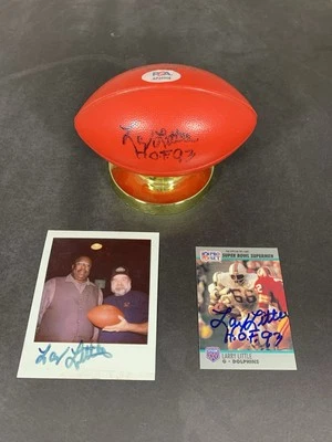 Larry Little NFL Dolphins HOF Autograph Mini Football PSA Grade 7,  Photo & Card - Image 1 of 4