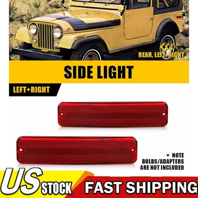 2X Lâmpadas de Luz de Estacionamento Marcador Lateral Traseiro Lente Vermelha para 1968-83 Jeep CJ5 CJ6 CJ7 - Imagem 1 de 4