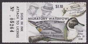 MATT'S STAMPS US SCOTT #7, $1.10 MARYLAND STATE DUCK STAMP 1980 MNH - Picture 1 of 3