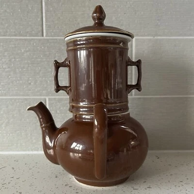 Vintage French Pillivuyt Coffee Pot Brown Lustre for Decoration - Image 1 of 4