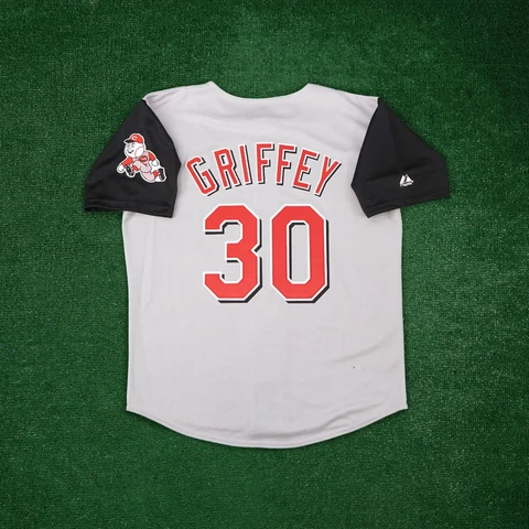 Ken Griffey Jr. 2001 Cincinnati Reds Grey Road Men's Jersey w/ Team Patch Cover