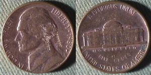Errors : 1980P Nickel Struck On 5 Ct Copper Planchet "H" Etched IREC843 - Picture 1 of 1