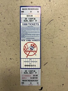 5/18/1998 DAVID WELLS PERFECT GAME FULL SEASON TICKET RARE NEW YORK YANKEES 98 - Picture 1 of 4