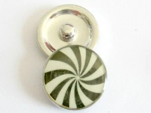 Click System Druckknopf Schmuckgestaltung Metall Glas Wirbel gelb schwarz 18 mm - Bild 1 von 1