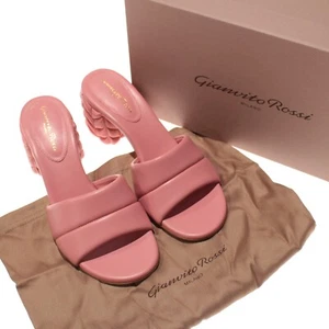 Gianvito Rossi NWB Florea Mule Heeled Sandals Size 37.5 US 7.5 in Camellia Pink - Picture 1 of 10