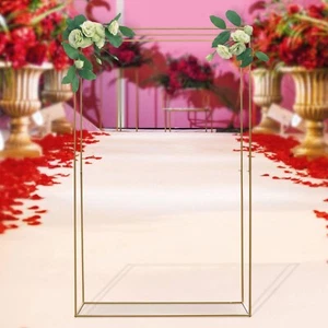 Arco matrimonio metallo quadrato palloncino arco rose arco sfondo decorazione oro - Foto 1 di 10