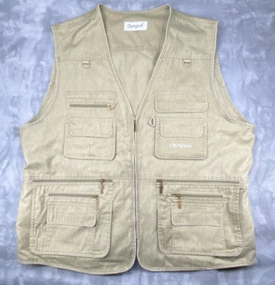 OlympinA Vest 3XL Tan Canvas Hiking Fishing Hunting Photography Utility POCKETS - Image 1 of 4