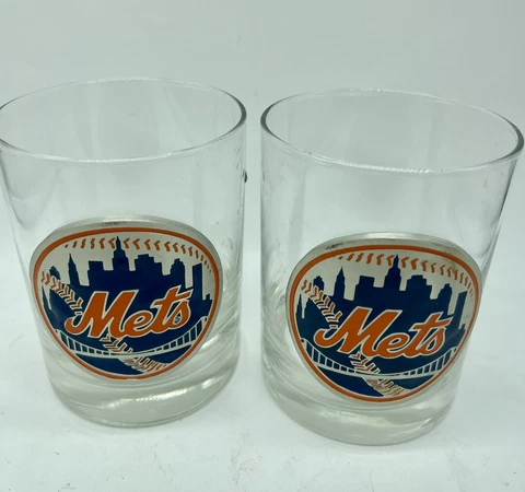 New York Mets Pewter Coin Rock Glasses Collectible Series 2 Piece Set Cover