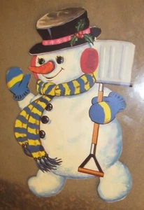 Vintage Frosty der Schneemann 50er 60er Karton Papier Weihnachten Wanddeko - Bild 1 von 2