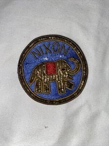 NIXON Cloth Elephant  Metallic Embroidered Campaign Pin President Vintage! - Picture 1 of 3