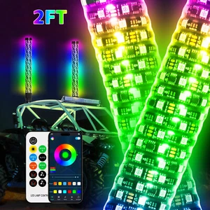 Pair 2ft LED Fat Whip Lights Thick RGB For Can-Am Maverick X3 Kawasaki UTV ATV - Bild 1 von 24
