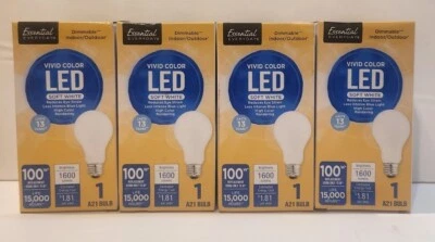 Led 100 Watt Dimmable Bulbs Soft White 4 Pack by Essential Everyday New - Image 1 of 4