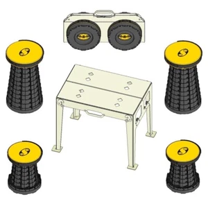 Set of 4 x 16"/41 cm Real-original Mini-Max telescopic stools with Tic-Tac table - Picture 1 of 9
