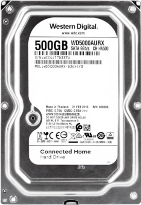 Hard Drive Western Digital AV WD5000AURX 500GB 5400RPM 64MB SATA III 3.5 Inch - Image 1 of 4