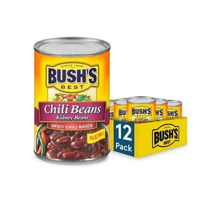 BUSH'S BEST 16 oz Canned Spicy Dark Red Chili Beans Source of Plant Based Pro... - Picture 1 of 5