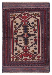 Alfombra anudada geométrica tradicional hecha a mano Barjasta 2,5 x 3,5 ft - Imagen 1 de 6