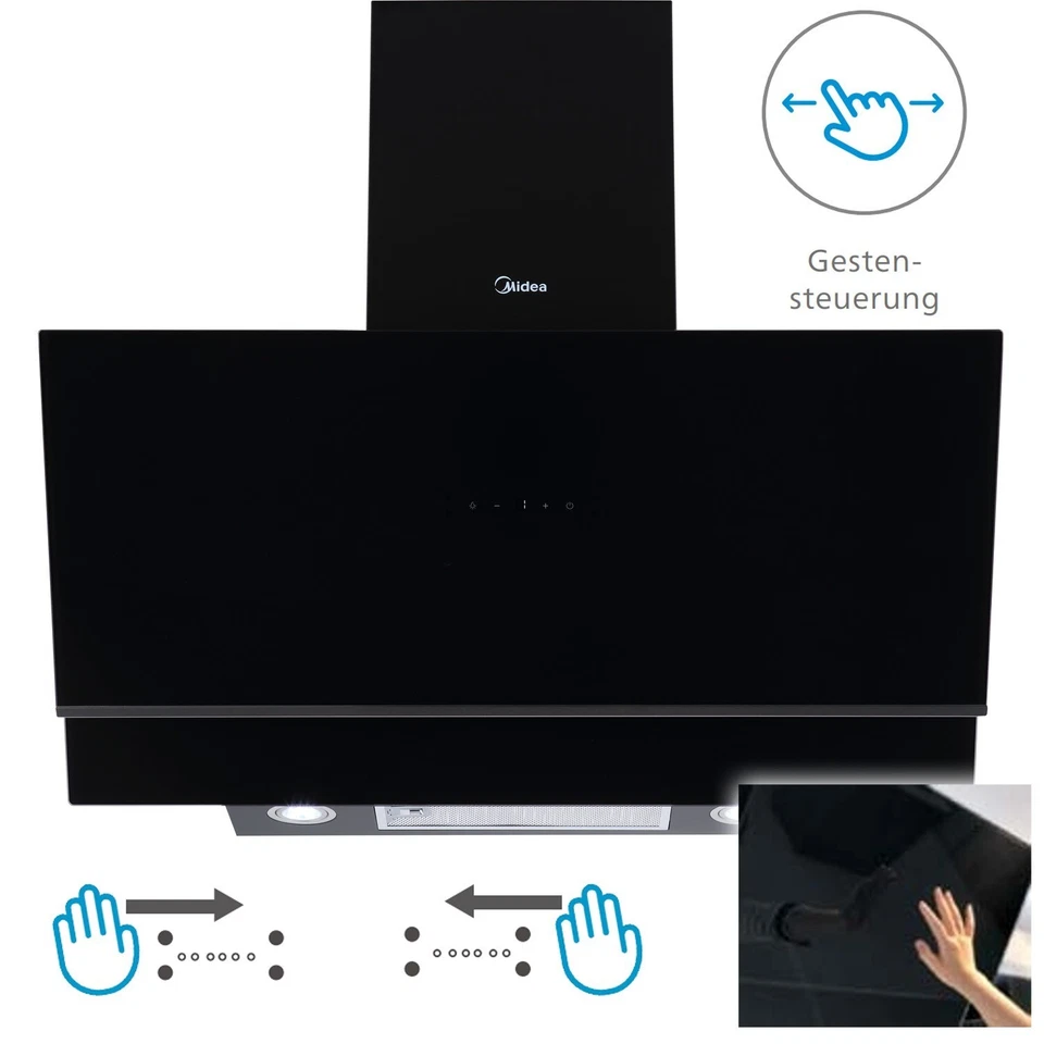 Midea HK 7.92 A++ Dunstabzugshaube mit Gestensteuerung - 90 cm schwarz