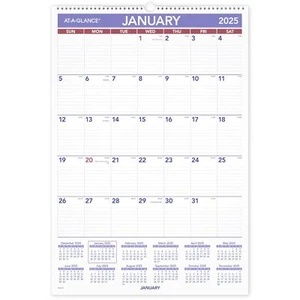 2025 Wall Calendar Erasable Monthly Planner Twin Wire Binding 15.5 x 22.75 in... - Picture 1 of 6