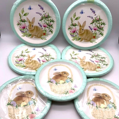 Easter Bunny Rabbit Dinner Dessert Paper Plates Set Of 7  Creative Converting - Image 1 of 4