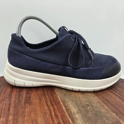FitFlop Zapatos Deportivos-Pop Para Mujer 6 Azul Blanco Gamuza Cómodos Plataforma Tenis Foto 1 de 4