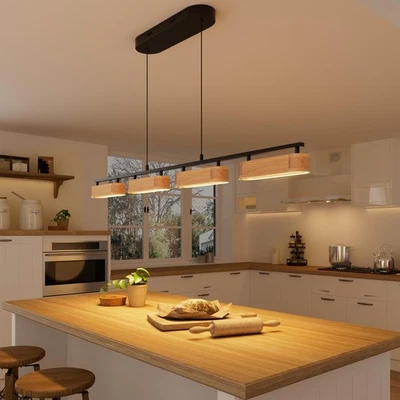 50.2" Linear Island Lights for Kitchen, 38W Wood Chandeliers for Dining Room,... - Image 1 of 4