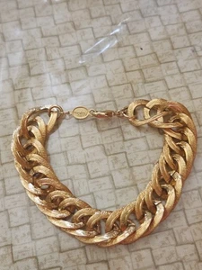 Signed Napier Bracelet Gold Tone 7" Chunky Chain Statement Vintage - Picture 1 of 2