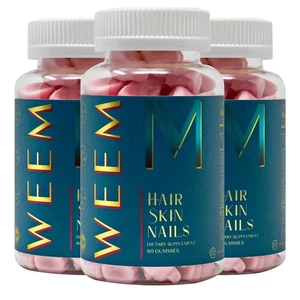 WEEM Hair Skin And Nails Gummies - Supports Healthy Hair - Vegan Biotin Vitamins - Picture 1 of 9