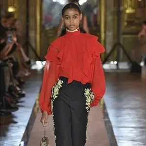 Giambattista Valli x H&M Blouse Red Size 38 EU UK 10 Premium Silk Brand New - Picture 1 of 9