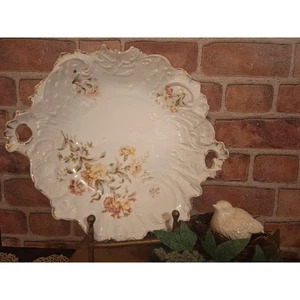 Antike deutsche Carl Tielsch Floral Servierschale, Landhauskern, Shabby Chic - Bild 1 von 7