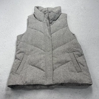 Eileen Fisher Vest Womens Large Gray Wool Blend Down Puffer Chevron Quilted Warm - Image 1 of 4