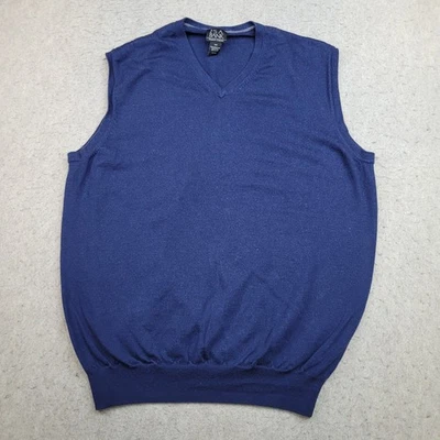 Jos A Bank Merino Wool Sweater Vest Pullover Mens 2XLT Blue Sleeveless V Neck - Image 1 of 4