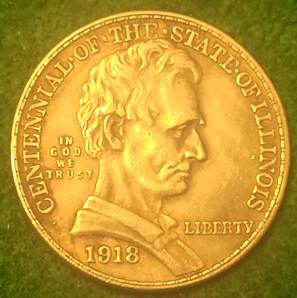 1918 Silver Illinois Centennial United States Half Dollar Depicting Lincoln  - Image 1 of 4