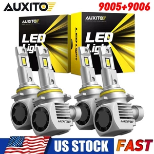 AUXITO 9005 + 9006 LED Bulbs Headlight High Low Beam Bright White 6000K 40000LM - Picture 1 of 12