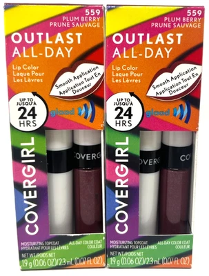 (2) Covergirl Outlast All-Day Lip Color w/ Top Coat Sealed 559 - Plum Berry - Image 1 of 3