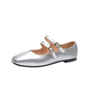 Red Mary Jane French Wedding Shoes Flat Shoes Women's Flat Patent Leather Shoes - Picture 1 of 37