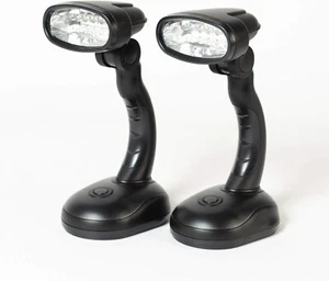 Set 2 Cordless Portable LED Desk Lamps Light Bright Garage Emergency Black NEW - Picture 1 of 8