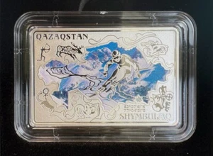 KAZAKHSTAN:1000 tenge SHYMBULAQ Natural Gems Ag colored 2024 PRF Ski racer sport - Picture 1 of 7