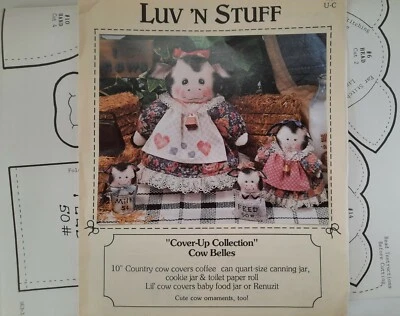 Country Cows w dress, ornament Kitchen Décor Cover up Sewing Pattern U-C - Image 1 of 4