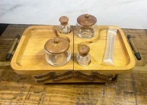 Karoff Fold-Away 3 tier wood buffet complete with condiment set mid-century - Picture 1 of 19
