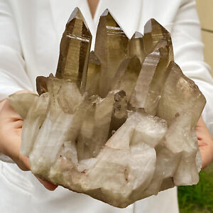 3.36LB Transparent, natural and beautiful YELLOW quartz crystal cluster